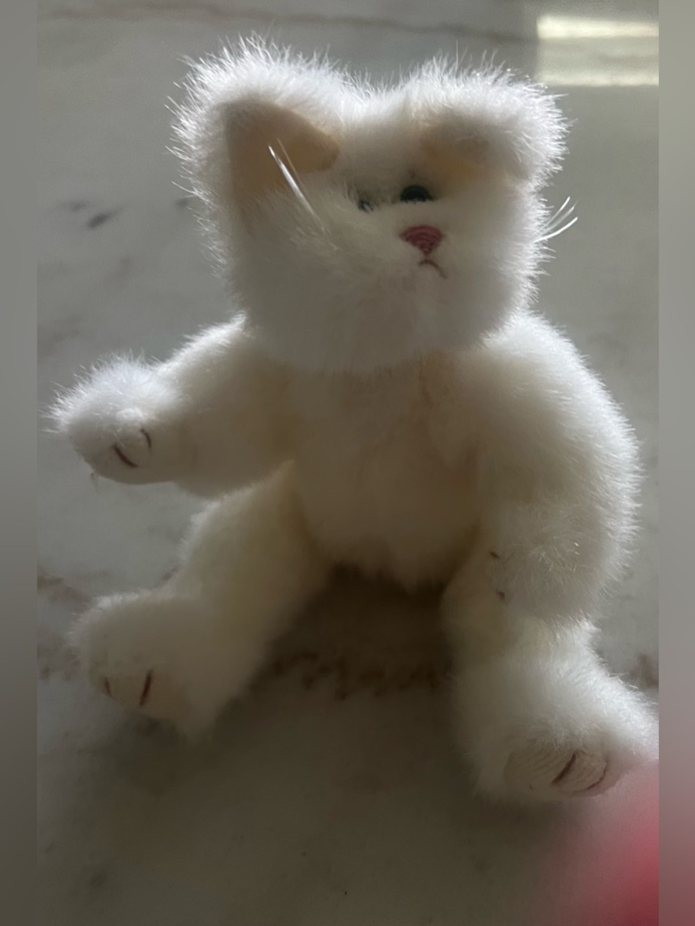 TY Attic Treasures Cat Katrina Kitty White Jointed 8" Plush Stuffed Animal 1993